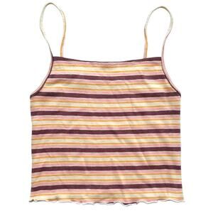 Urban Outfitters BDG Striped Crop Top Cami Tank Top Ruffle Hem Womens Size Small